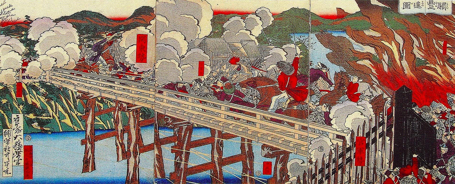 Troops clash on the bridge at Fushimi 