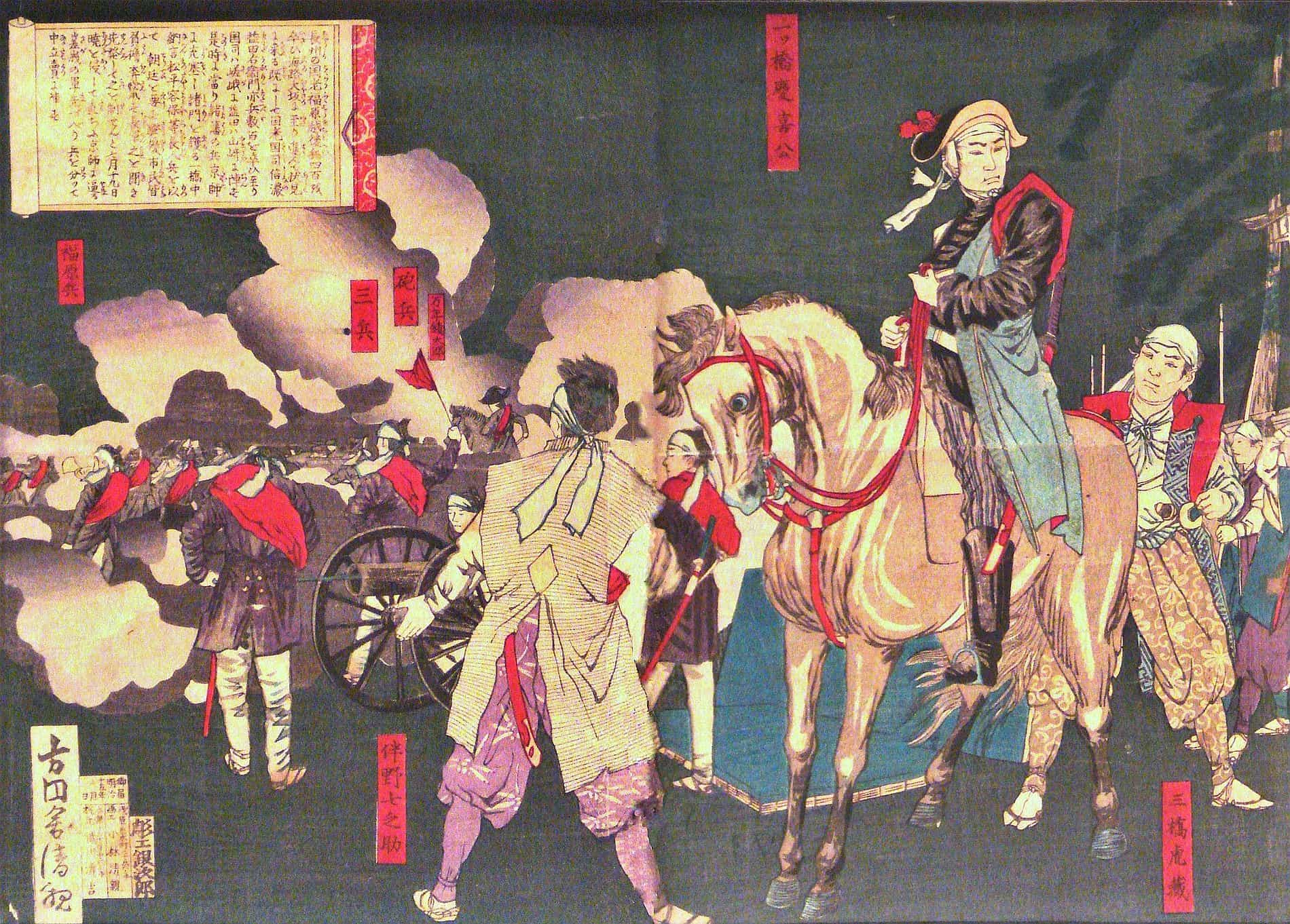 Shogun Yoshinobu organising defences at Osaka Castle