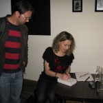 Lesley signing books and meeting readers
