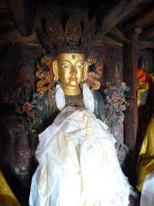 A Buddha image at Thiksey monastery