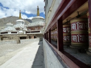 Prayer wheels and stupas at Lamayuru