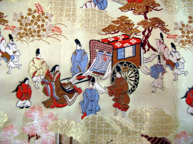Heian nobles, noblewomen and a carriage