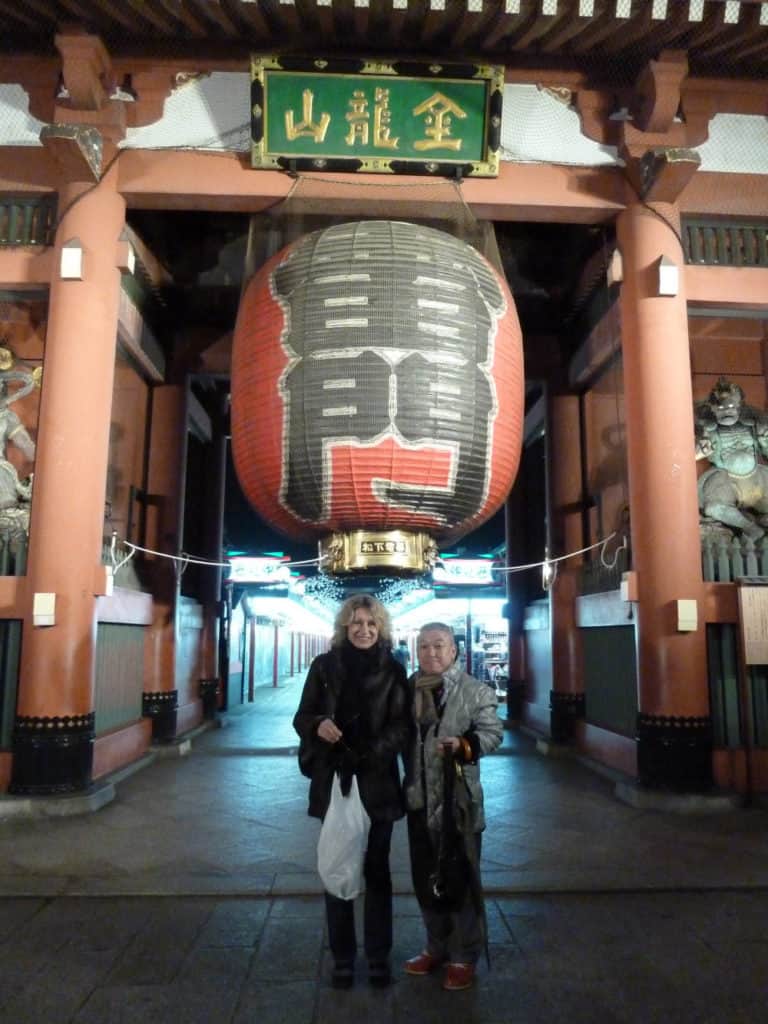 Asakusa temple now (with me and my friend Shichiko, a male geisha)